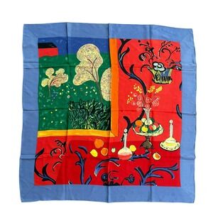 The Metropolitan Museum of Art Matisse Harmony in Red Silk Scarf Blue Border